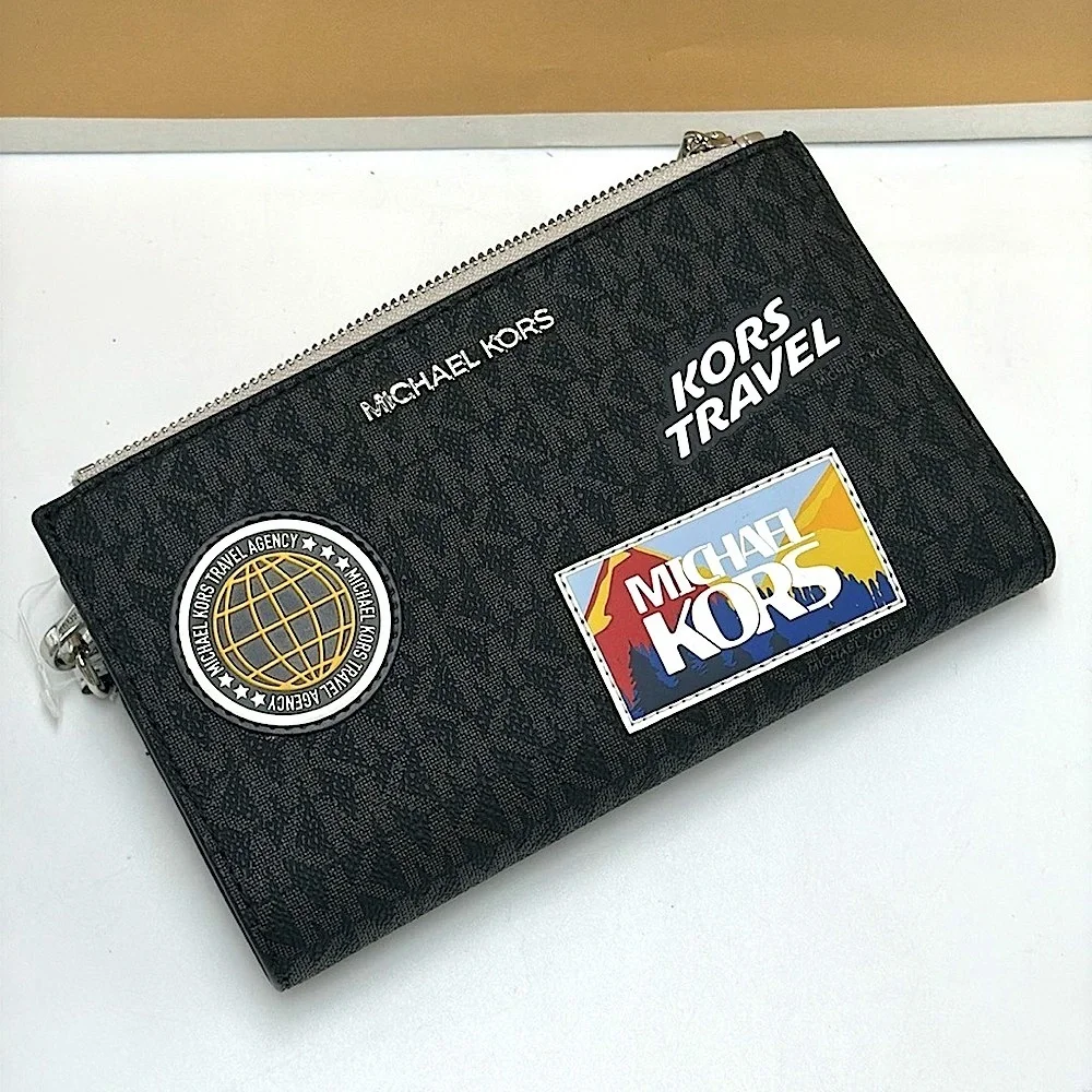 Michael kors Jet Set Travel Large Embellished Signature Logo Wristlet Black